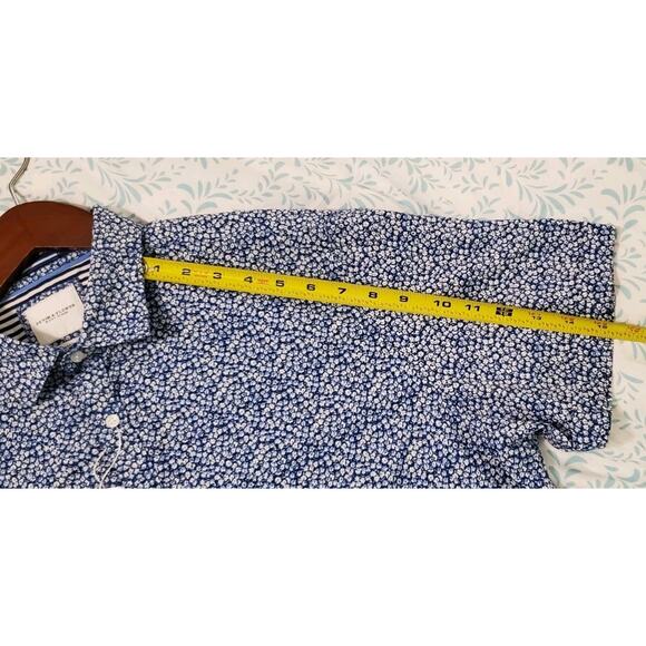 Men's XL Denim & Flowers Blue White Floral Button-down Shortsleeved Shirt Tags - Picture 14 of 15